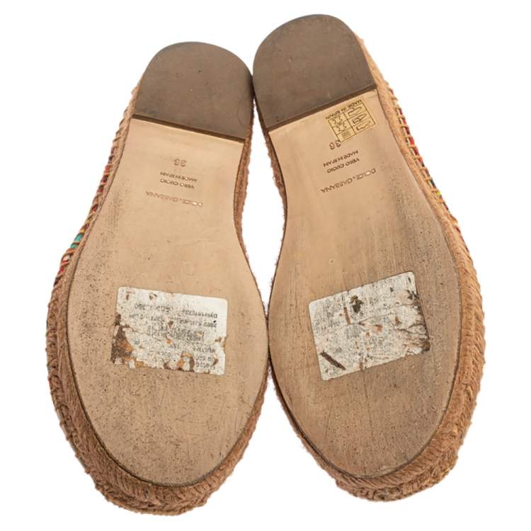 Pre Owned Dolce & Gabbana Multicolor Printed Canvas Espadrille Flats Size 36