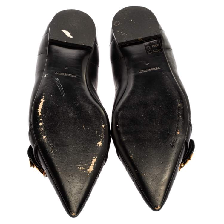 مملوكة مسبقًا Dolce & Gabbana Black Matelasse Leather Devotion Pointed Toe Ballet Flats Size 41
