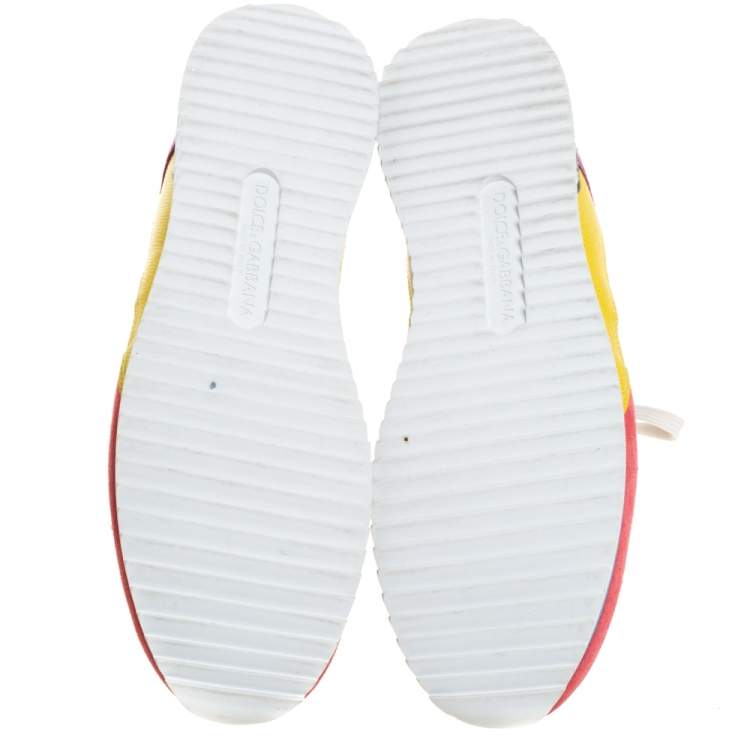 Pre Owned Dolce & Gabbana Multicolor Leather, Suede and Patent Leather Low Top Sneakers Size 40