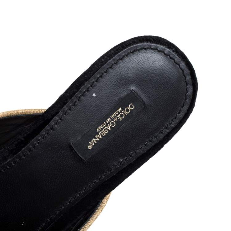 Pre Owned Dolce & Gabbana Black Velvet Jackie Mules Size 40.5