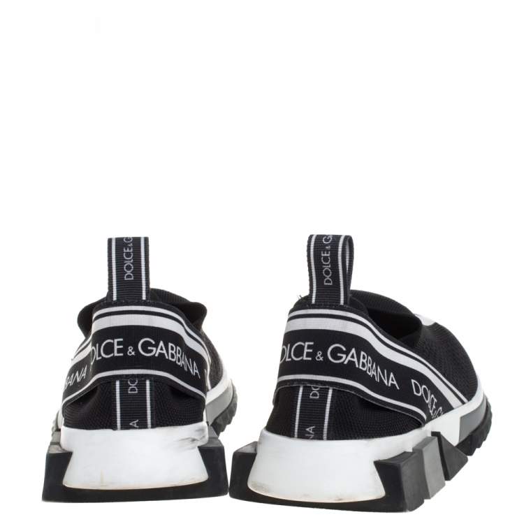 Pre Owned Dolce & Gabbana Black/White Mesh Sorrento Slip On Sneakers Size 38.5