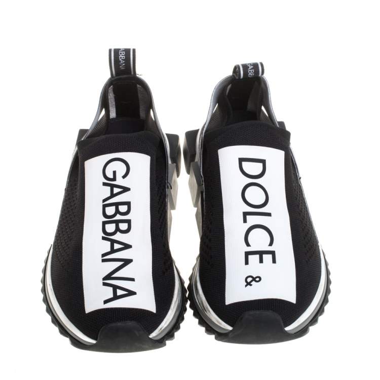 Pre Owned Dolce & Gabbana Black/White Mesh Sorrento Slip On Sneakers Size 38.5