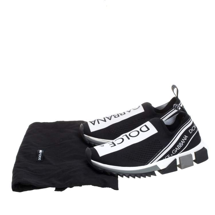 Pre Owned Dolce & Gabbana Black/White Mesh Sorrento Slip On Sneakers Size 38.5