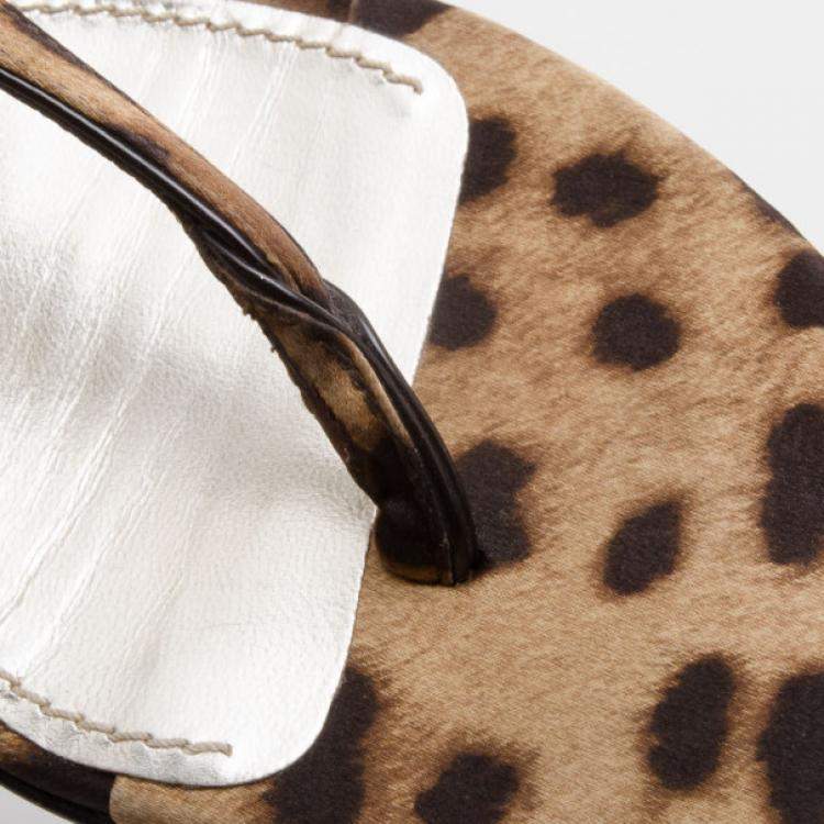 Pre Owned Dolce & Gabbana Leopard Thong Sandals Size 36 