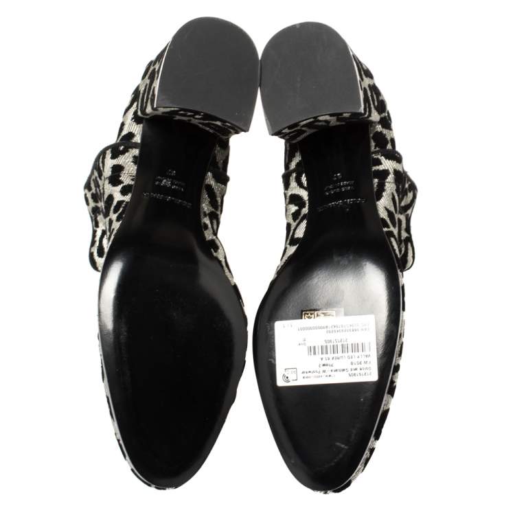 Pre Owned Dolce & Gabbana Black/Gold Lurex and Velvet Vally Ankle Boots Size 37