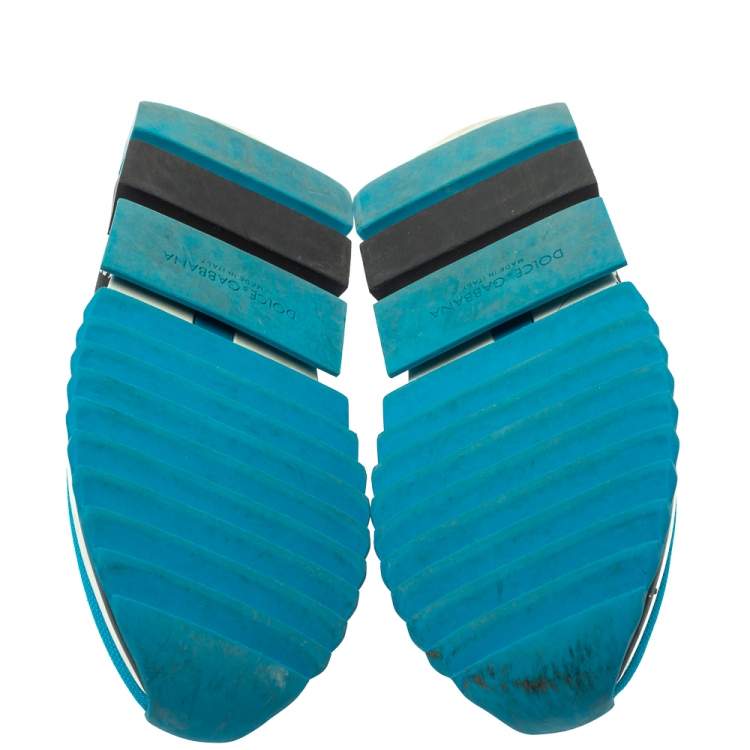 Pre Owned Dolce & Gabbana Blue/Black Stretch Fabric Sorrento Slip On Sneakers Size 41