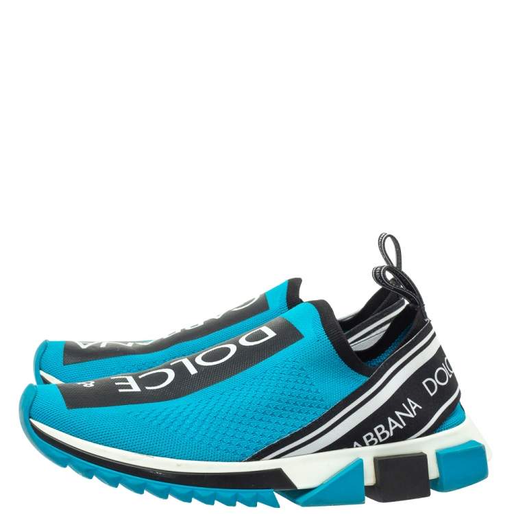 Pre Owned Dolce & Gabbana Blue/Black Stretch Fabric Sorrento Slip On Sneakers Size 41