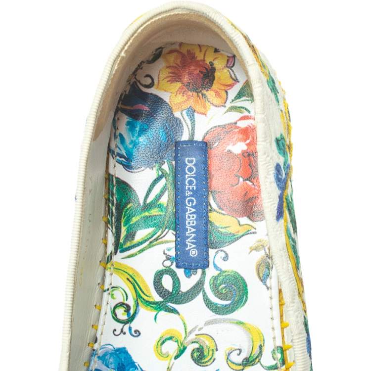 Pre Owned  Dolce & Gabbana Multicolor Fabric Majolica Print Platform Espadrilles Size 36