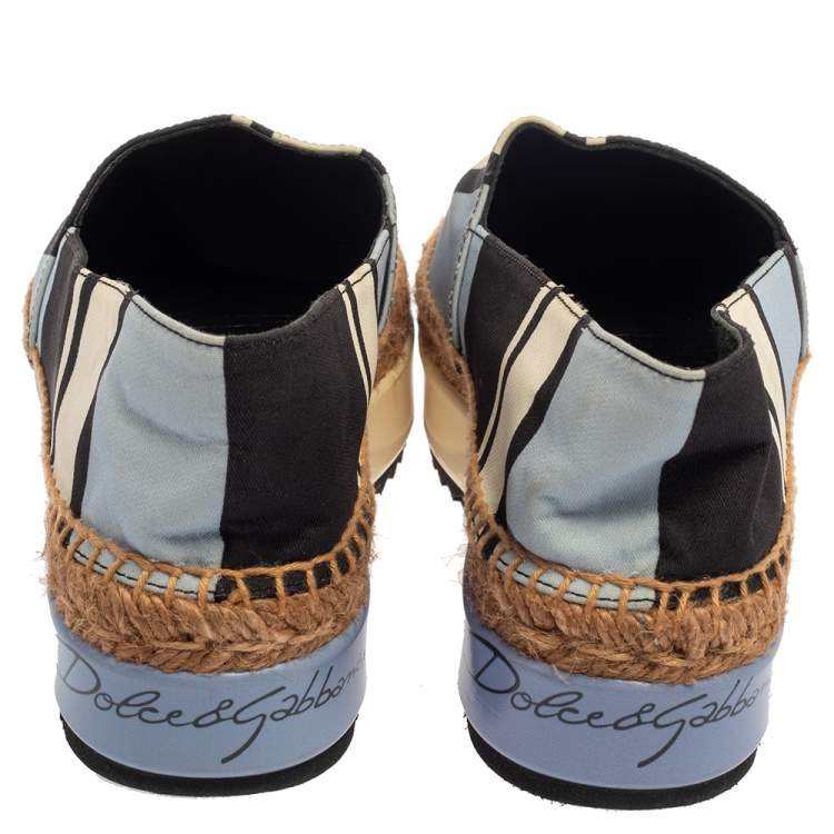 Pre Owned Dolce & Gabbana Multicolor Canvas Platform Espadrilles Size 36 