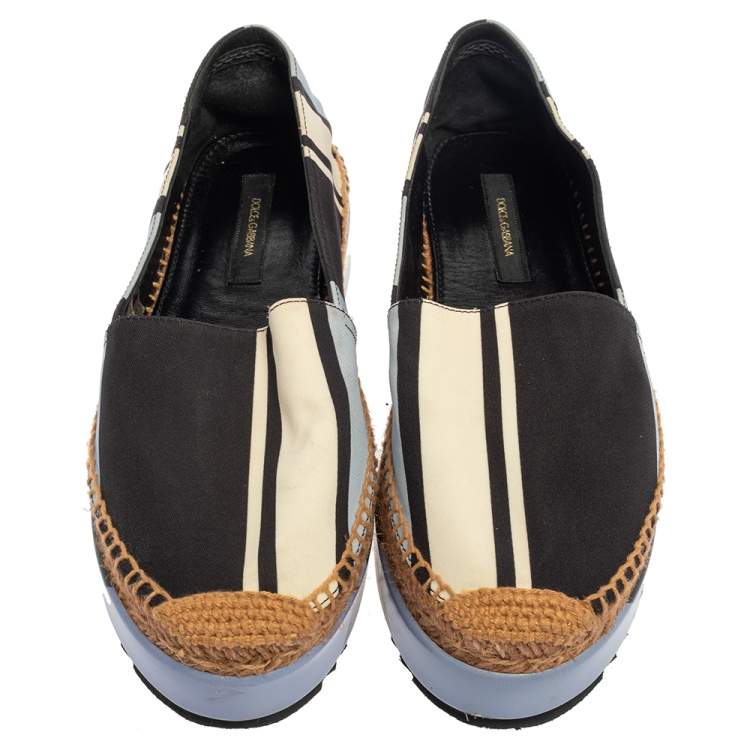 Pre Owned Dolce & Gabbana Multicolor Canvas Platform Espadrilles Size 36 