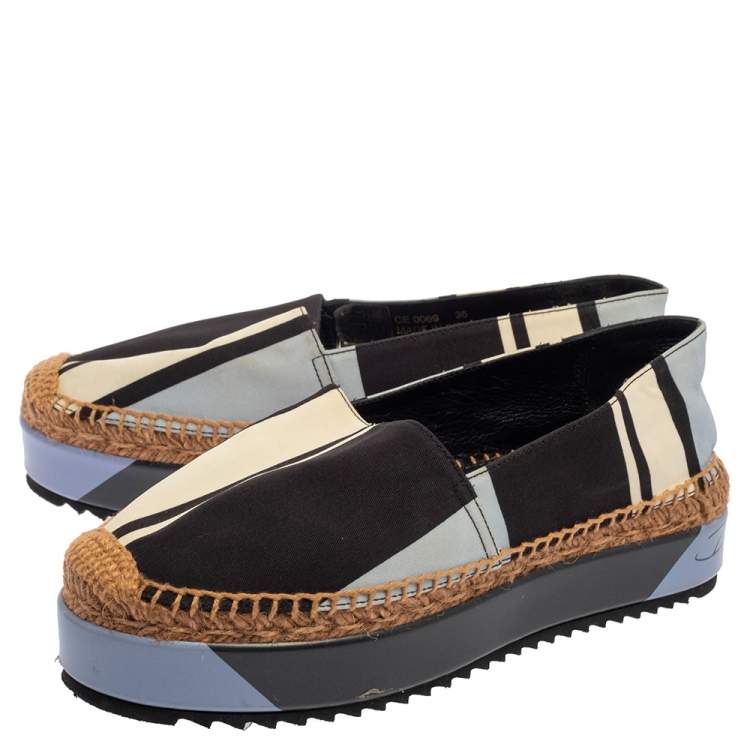 Pre Owned Dolce & Gabbana Multicolor Canvas Platform Espadrilles Size 36 