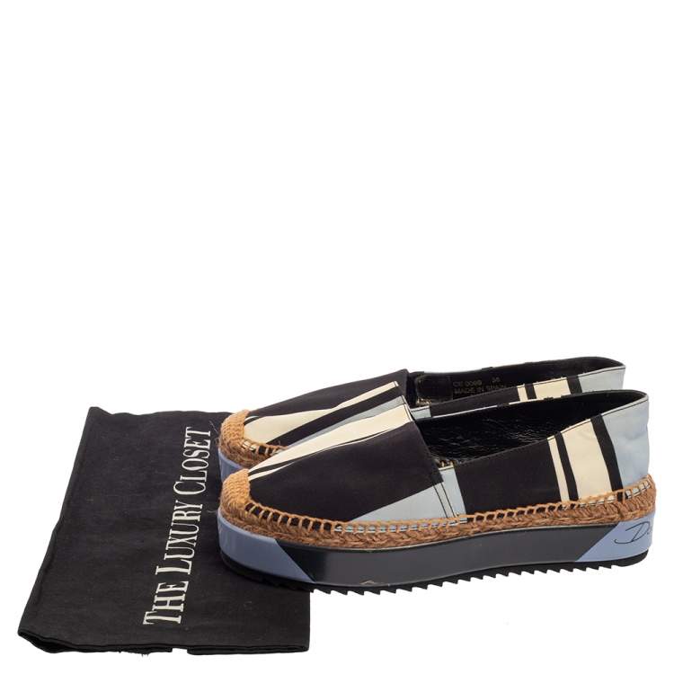 Pre Owned Dolce & Gabbana Multicolor Canvas Platform Espadrilles Size 36 