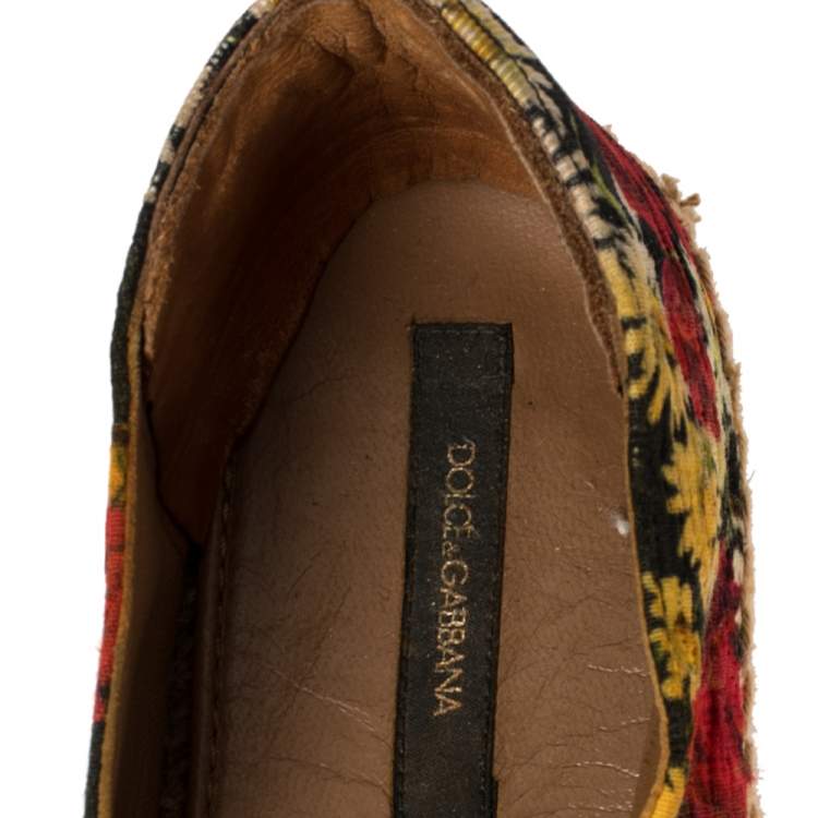 مملوكة مسبقًا Dolce & Gabbana Red Floral Printed Canvas Platform Espadrilles Size 37