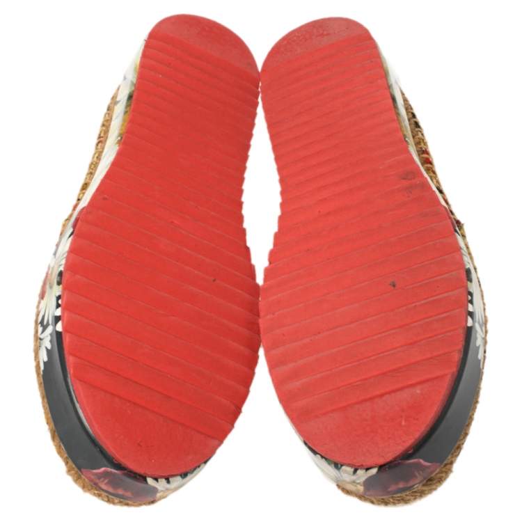 مملوكة مسبقًا Dolce & Gabbana Red Floral Printed Canvas Platform Espadrilles Size 37