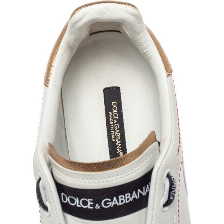 مملوكة مسبقًا Dolce & Gabbana White Leather Portofino Melt Sneakers Size 39