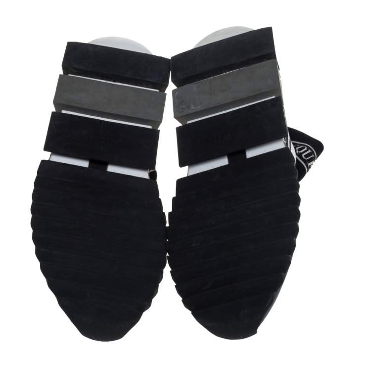 Pre Owned Dolce & Gabbana White/Black Knit Fabric Sorrento Sneakers Size 38.5