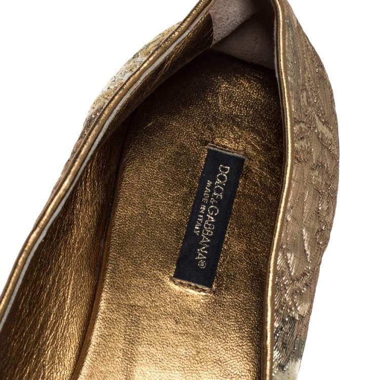 Pre Owned Dolce & Gabbana Gold Brocade Smoking Slippers Size 38