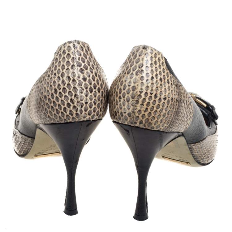 Pre Owned Dolce & Gabbana Gray/Black Python And Leather  Pumps Size 39