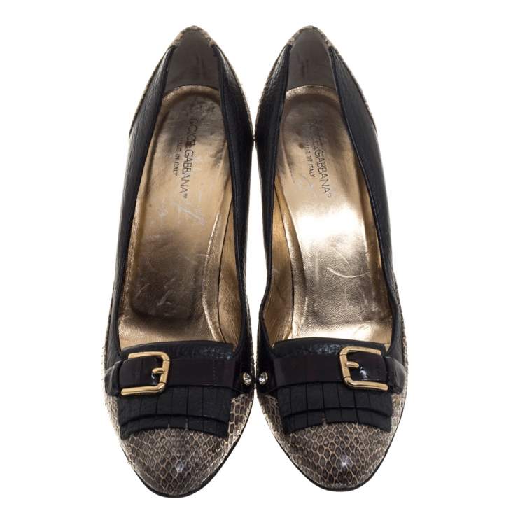 Pre Owned Dolce & Gabbana Gray/Black Python And Leather  Pumps Size 39