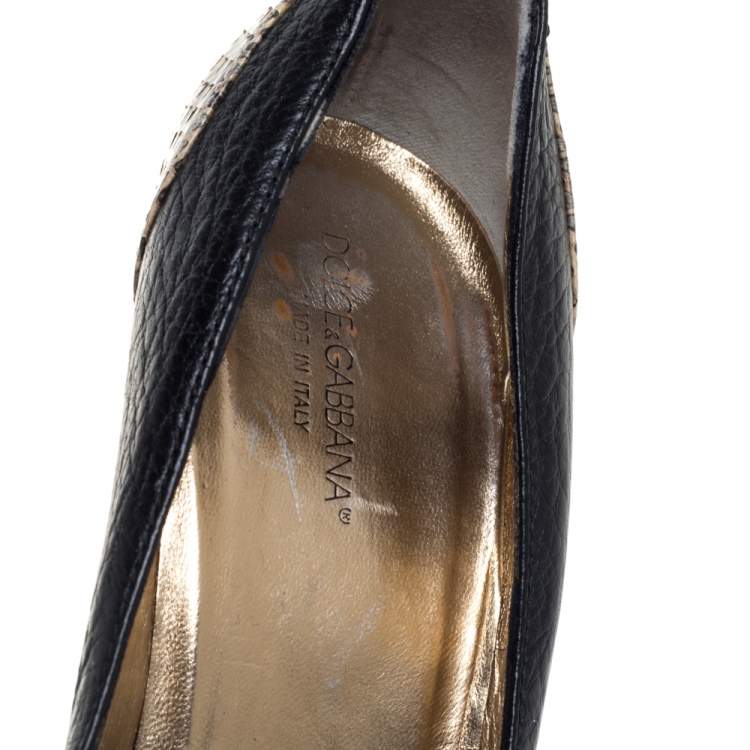 Pre Owned Dolce & Gabbana Gray/Black Python And Leather  Pumps Size 39