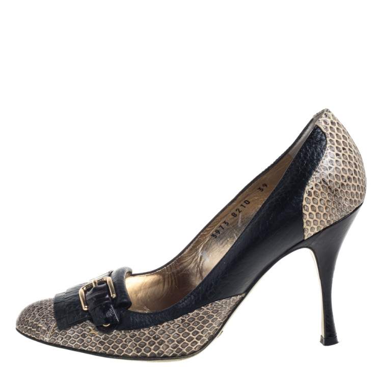 Pre Owned Dolce & Gabbana Gray/Black Python And Leather  Pumps Size 39