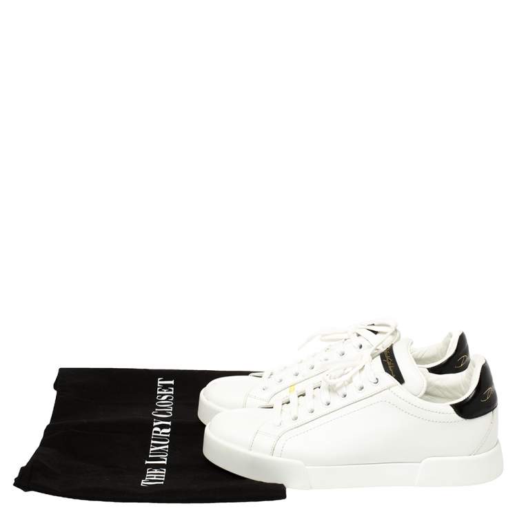 Pre Owned Dolce & Gabbana White Leather Portofino Low Top Sneakers Size 38