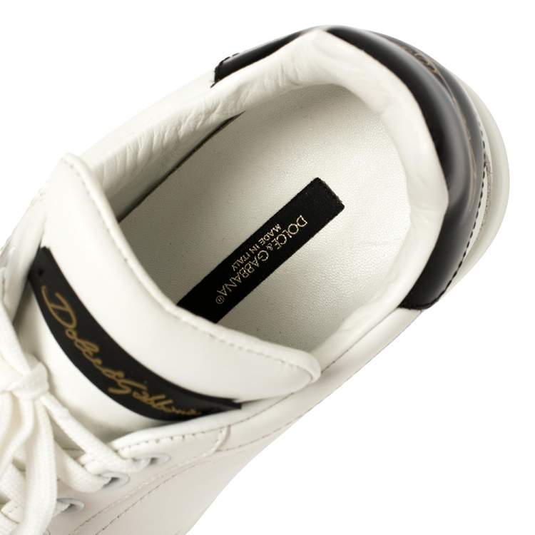 Pre Owned Dolce & Gabbana White Leather Portofino Low Top Sneakers Size 38