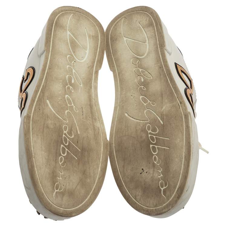 مملوكة مسبقًا Dolce & Gabbana White Leather Portofino Sacred Heart Sneakers Size 37