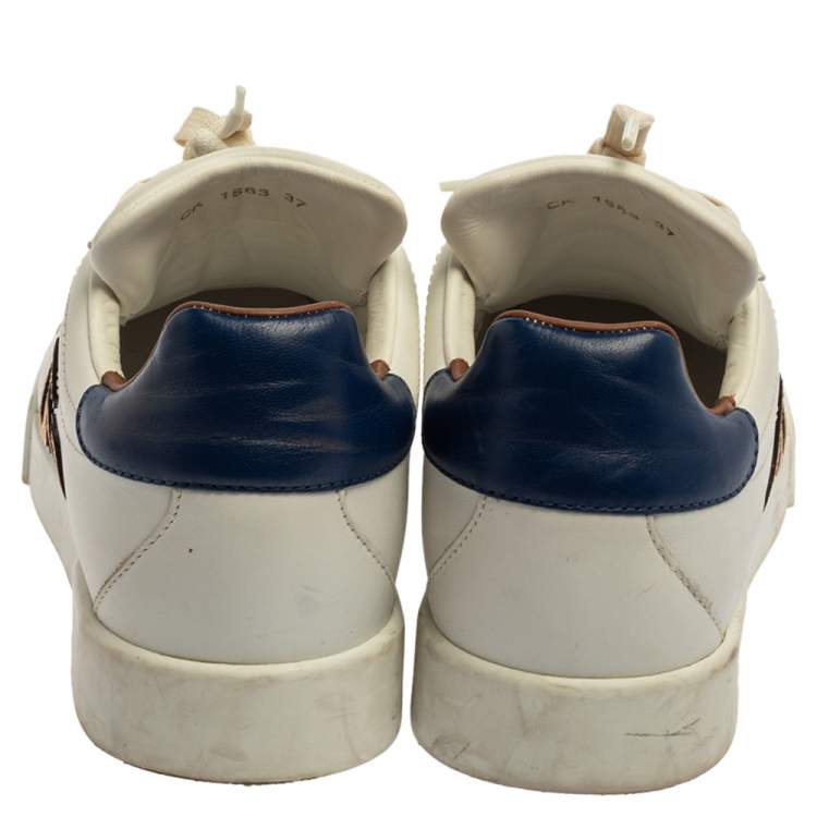 مملوكة مسبقًا Dolce & Gabbana White Leather Portofino Sacred Heart Sneakers Size 37