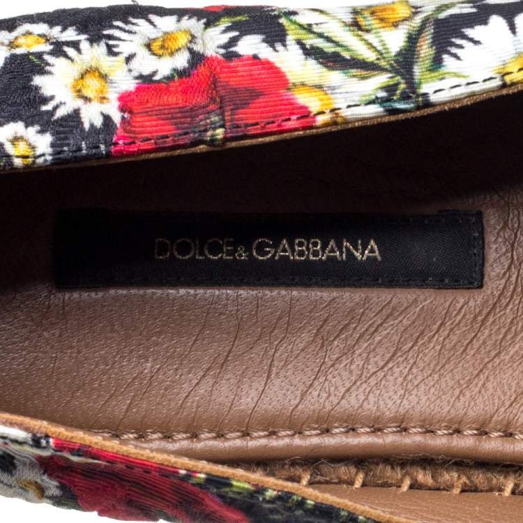 Pre Owned Dolce & Gabbana Multicolor Floral Print Canvas And Jute  Espadrilles Size 39