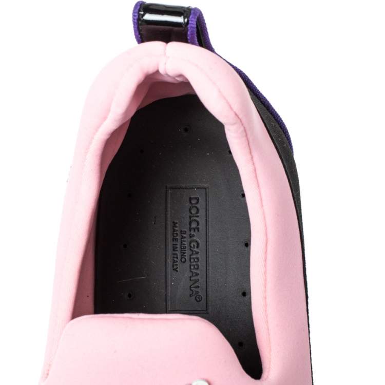 Pre Owned Dolce & Gabbana Pink Neoprene Embellished Slip On Sneakers Size 38