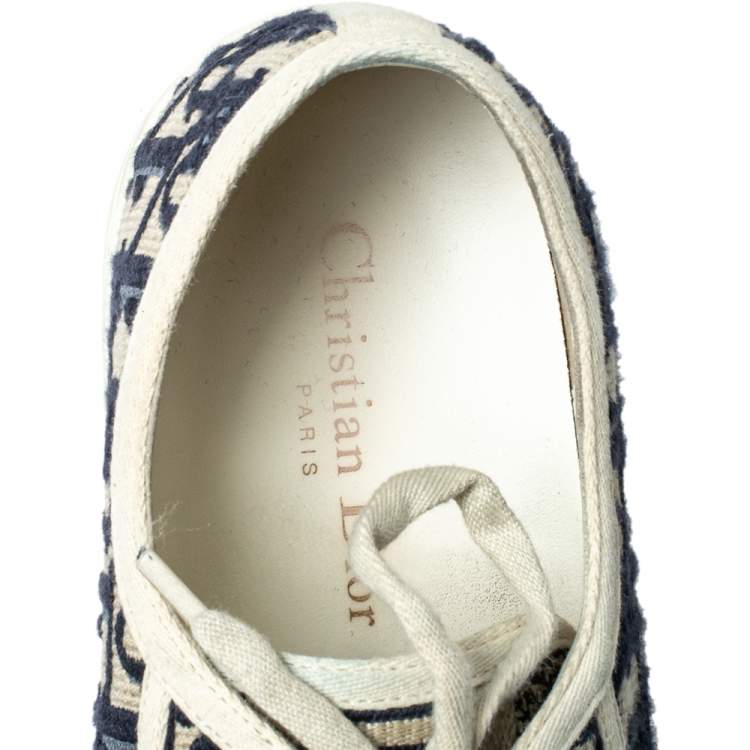 Pre Owned Dior Navy Blue Oblique Cotton Walk'n'Dior Low Top Sneakers Size 40.5
