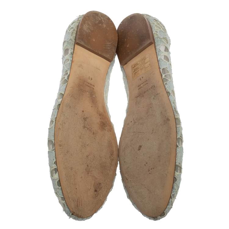 Pre Owned Dolce & Gabbana Light Blue Lace Smoking Slippers Size 41