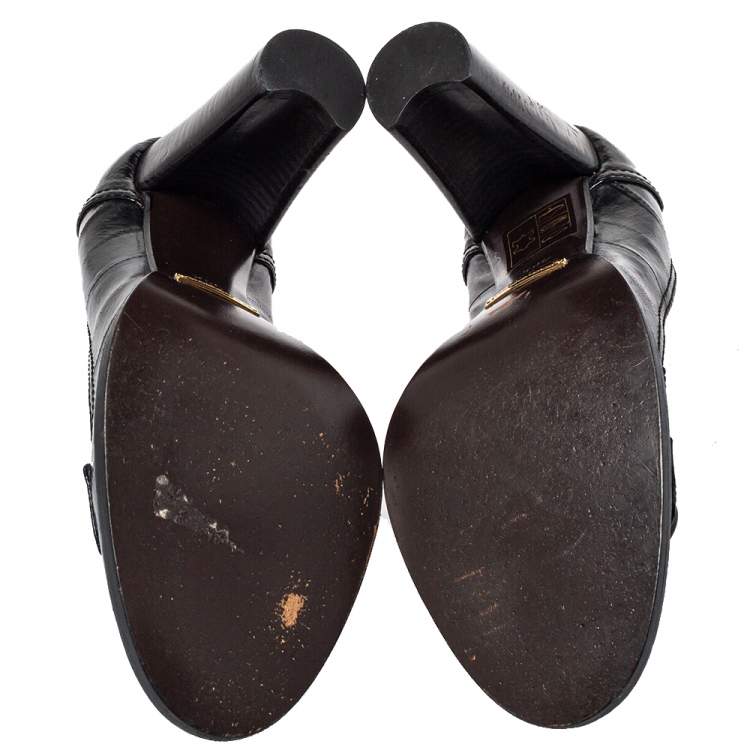 Pre Owned Dolce & Gabbana Black Leather Slip On Loafer Pumps Size 38.5