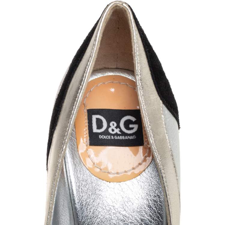 Pre Owned Dolce & Gabbana Multicolor Patent And Leather Pumps Size 38.5