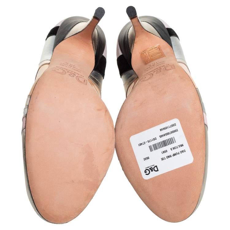 Pre Owned Dolce & Gabbana Multicolor Patent And Leather Pumps Size 38.5