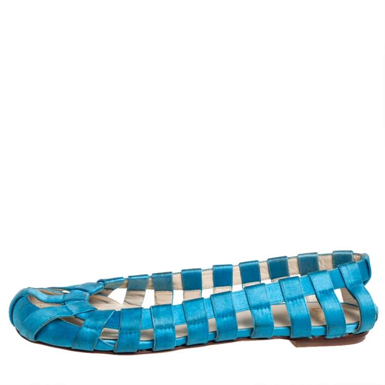مملوكة مسبقًا Dolce & Gabbana Blue Satin Ballet Flats Size 40