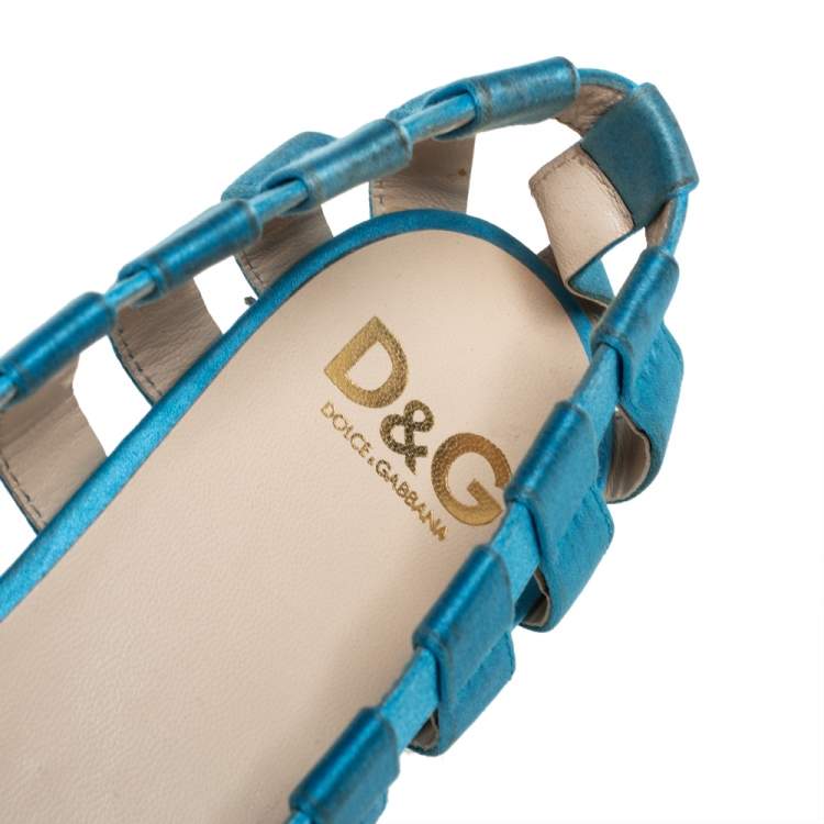 مملوكة مسبقًا Dolce & Gabbana Blue Satin Ballet Flats Size 40