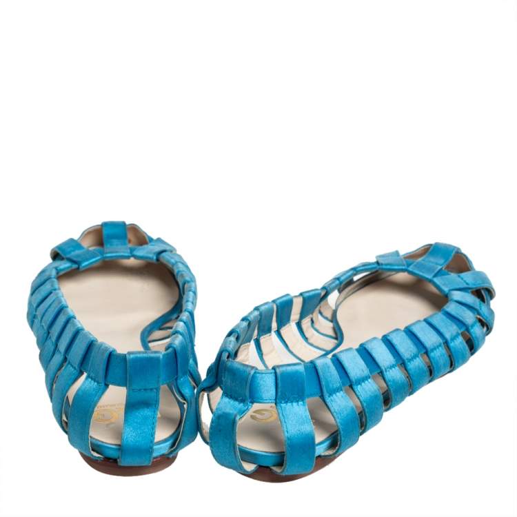 مملوكة مسبقًا Dolce & Gabbana Blue Satin Ballet Flats Size 40