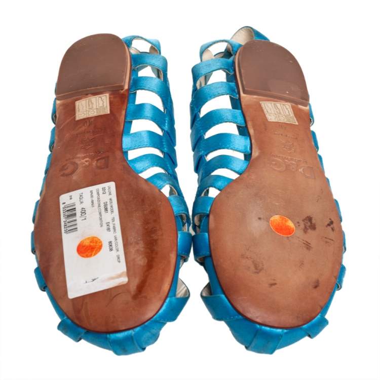 مملوكة مسبقًا Dolce & Gabbana Blue Satin Ballet Flats Size 40