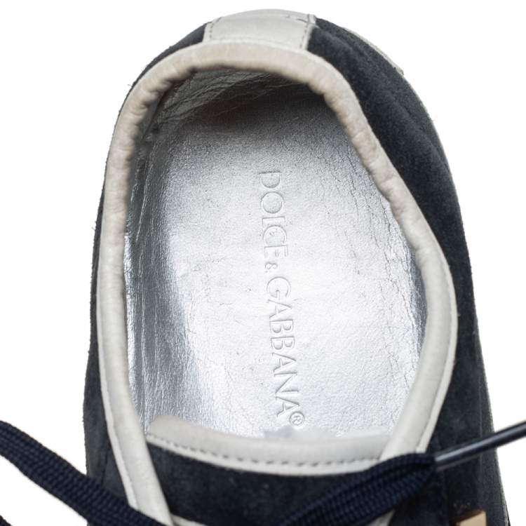 مملوكة مسبقًا Dolce & Gabbana Blue/White Suede And Leather Low Top Sneakers Size 39