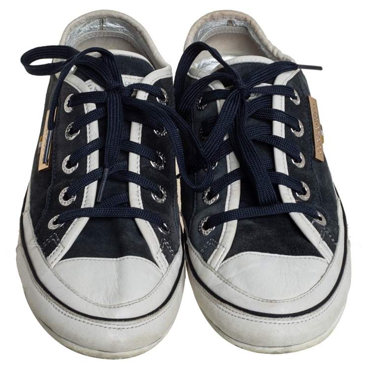 مملوكة مسبقًا Dolce & Gabbana Blue/White Suede And Leather Low Top Sneakers Size 39