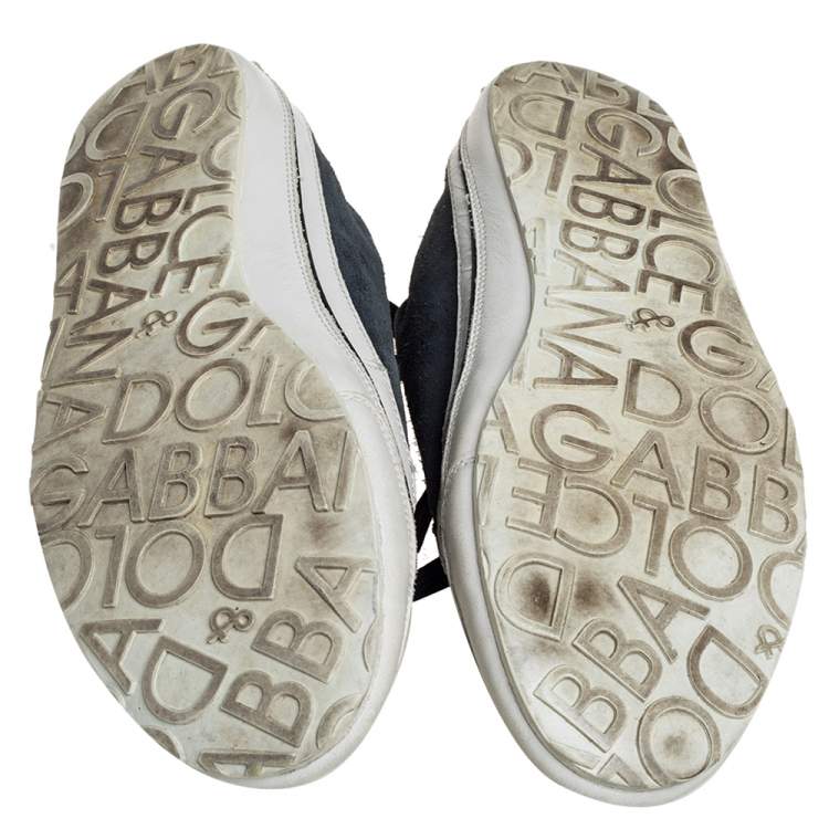مملوكة مسبقًا Dolce & Gabbana Blue/White Suede And Leather Low Top Sneakers Size 39