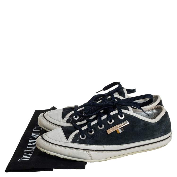 مملوكة مسبقًا Dolce & Gabbana Blue/White Suede And Leather Low Top Sneakers Size 39