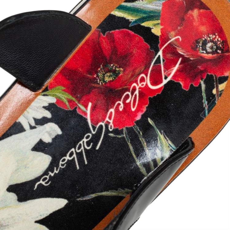 Pre Owned Dolce & Gabbana Multicolor Patent Leather Crystal Embellished Thong Slides Size 37