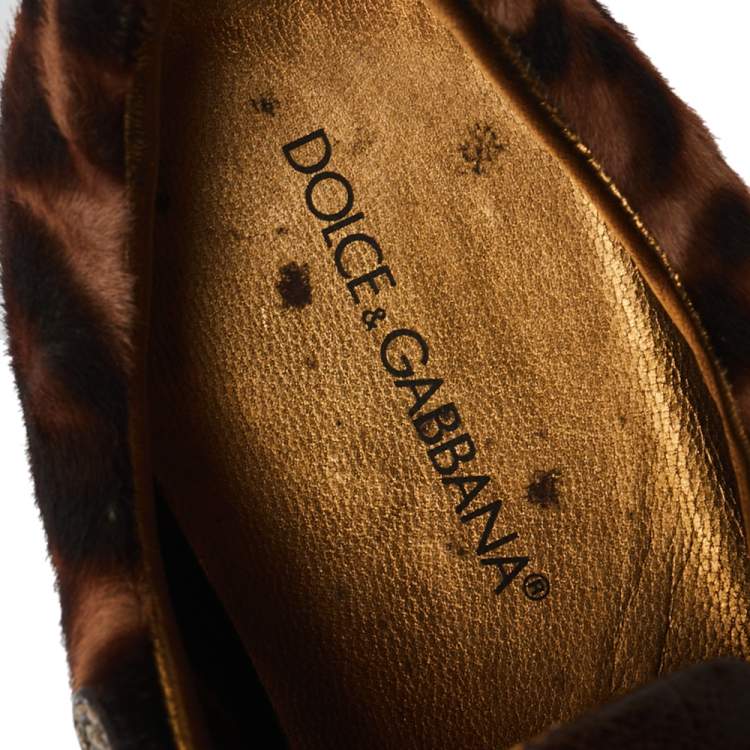 مملوكة مسبقًا Dolce & Gabbana Brown Calf Hair And Leather Strappy Sneaker Size 41