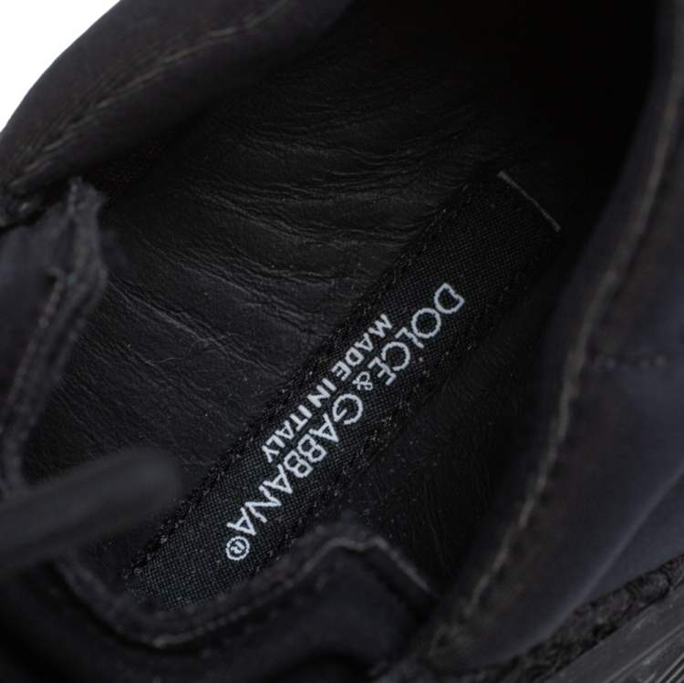 مملوكة مسبقًا Dolce & Gabbana Black Lace And Nylon Ns1 Low Top Sneakers Size 36