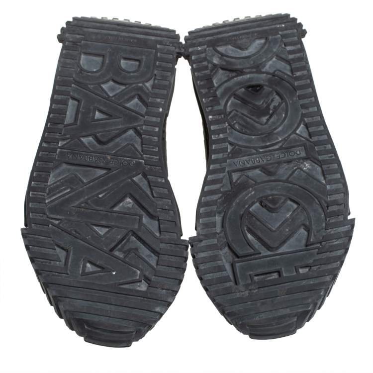 مملوكة مسبقًا Dolce & Gabbana Black Lace And Nylon Ns1 Low Top Sneakers Size 36