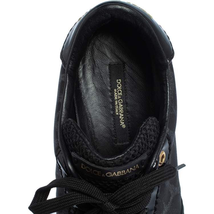 Pre Owned Dolce & Gabbana Black Suede And Leopard Print Nylon Low Top Sneakers Size 37