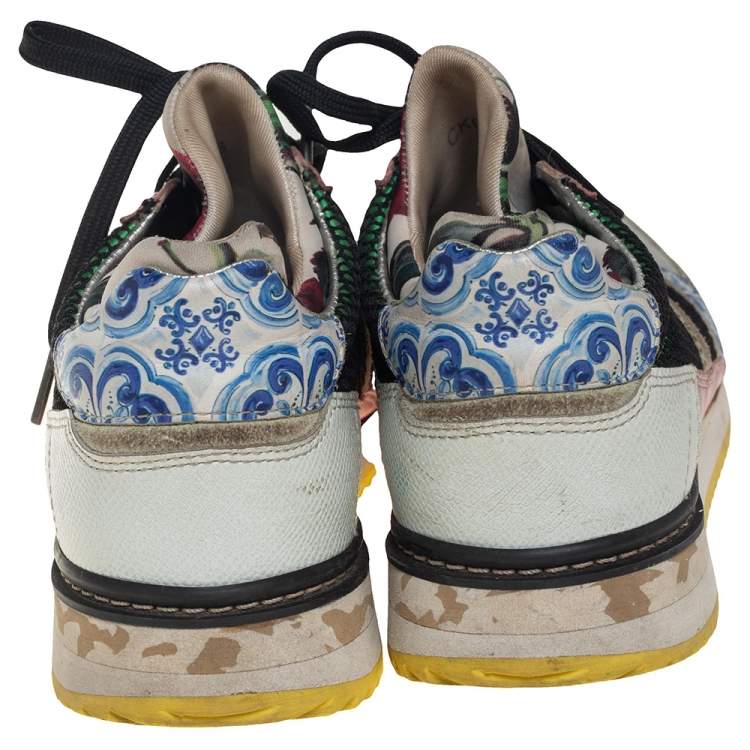 مملوكة مسبقًا Dolce & Gabbana Multicolor Leather and Mesh Low Top Sneakers Size 38